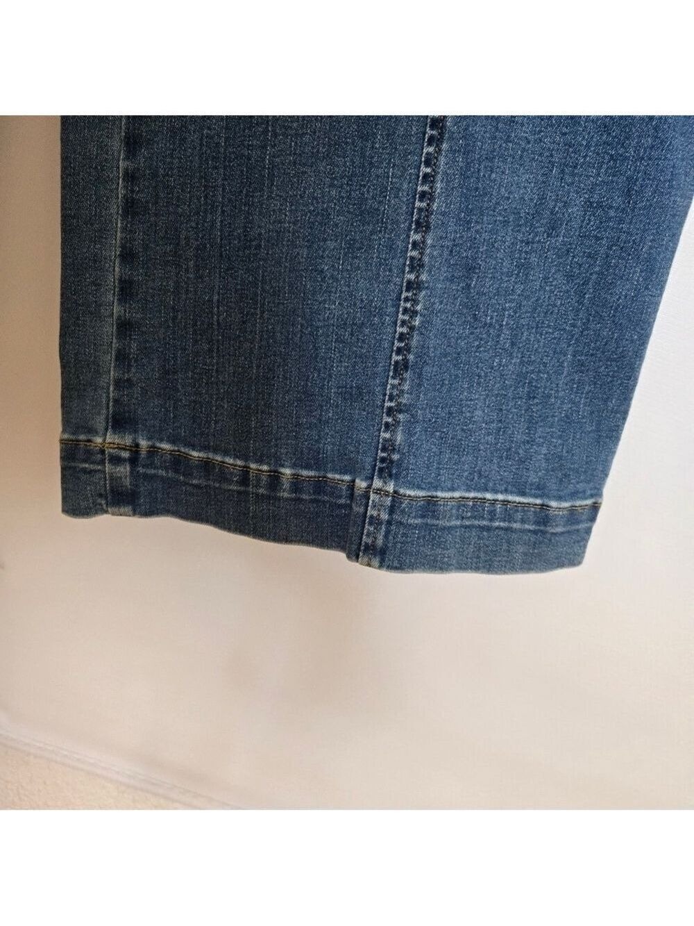 SPANX JEANS WOMENS MEDIUM WIDE LEG PULL-ON SEAMED FRONT HIGH RISE MED WASH BLUE - Picture 9 of 10